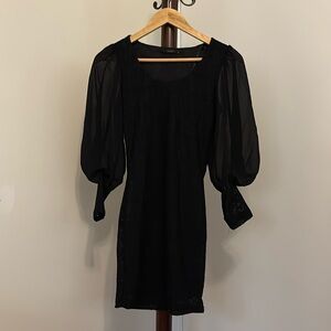 Papaya Black Bodycon balloon sleeve dress